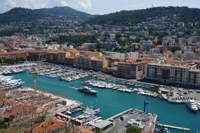 Nice French Riviera coastline and azure waters