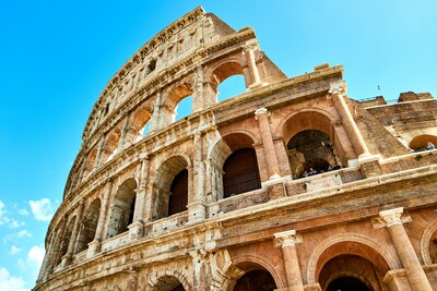 Rome Colosseum with ancient Roman architecture and historical monuments