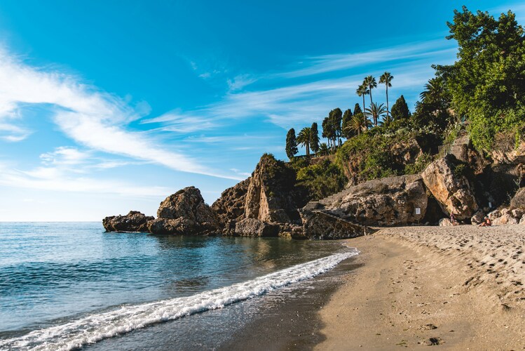 Spanish coastal landscape with traditional architecture